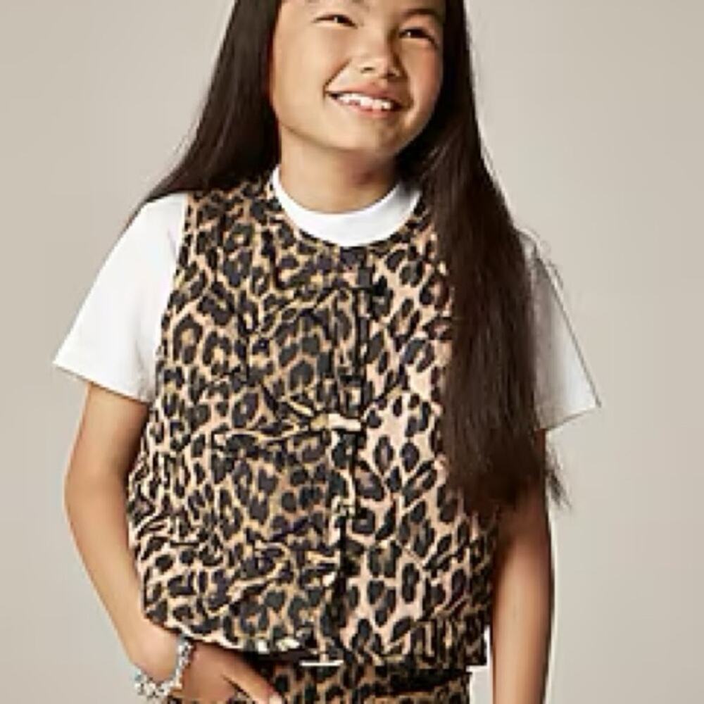 Crewcuts tan leopard print quilted vest